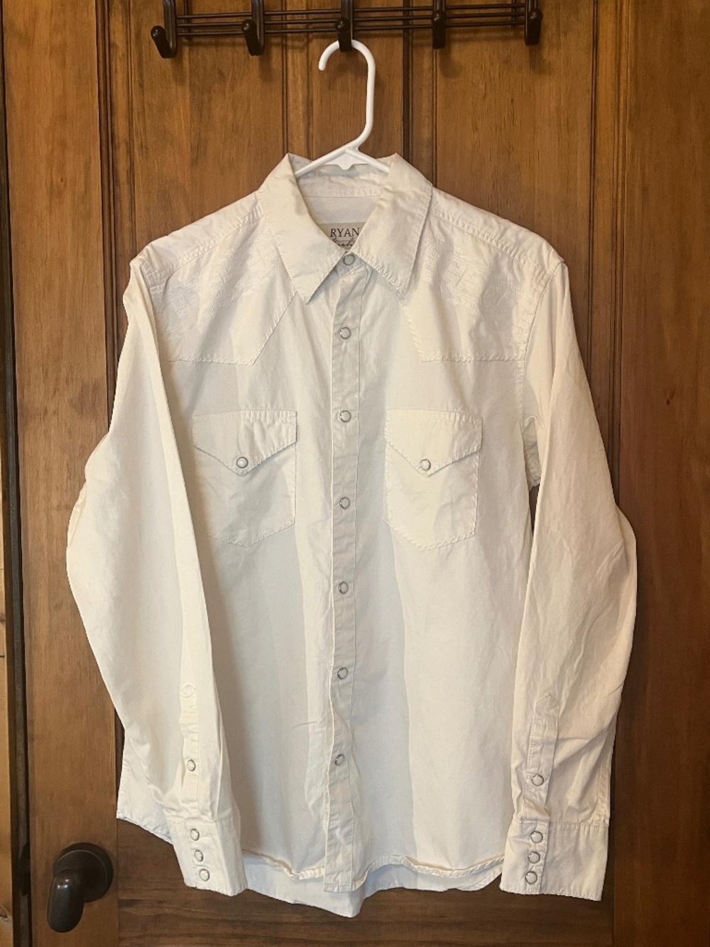 Ryan Michael White M Western Cowboy White snap button down. Cowboy Wedding.